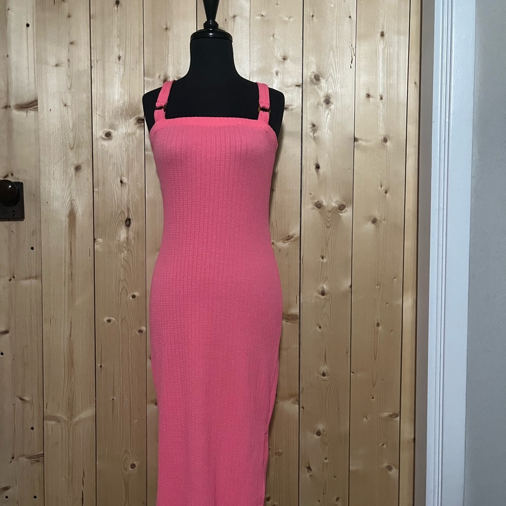 Heart & Hips Ribbed Midi Dress in Pink